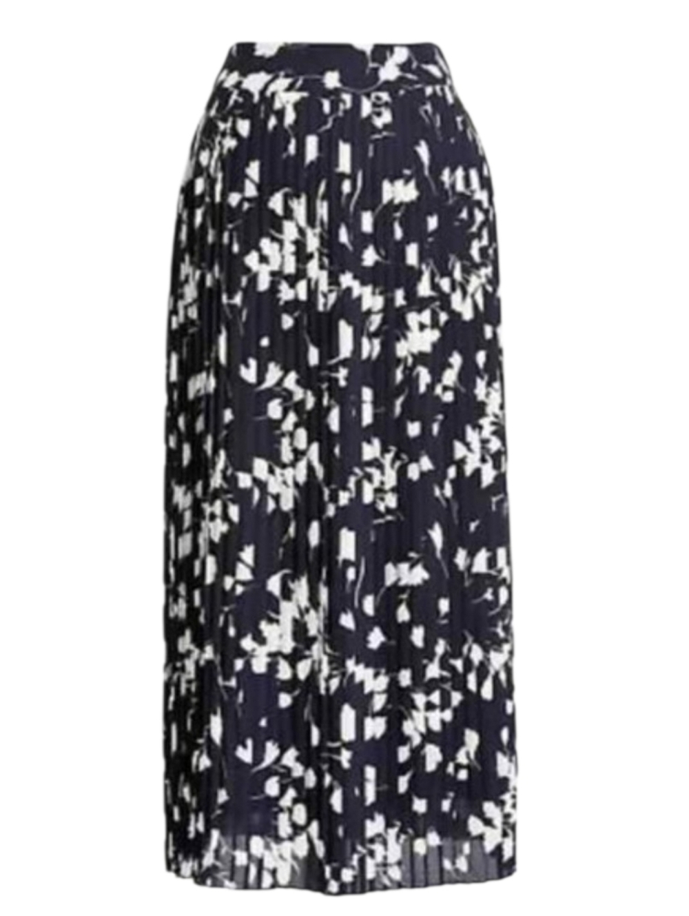 J. Crew Pleated Floral Maxi Skirt - Deep Navy & White